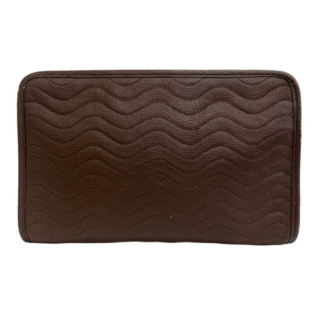 YVES SAINT LAURENT Clutch Shoulder Bag YSL Logo Clutch Handbag Brown - Picture 1 of 10